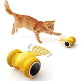 FEELNEEDY Juguete Interactivo para Gatos, Juguete Eléctrico de Pez con Varias Acciones Flexibles, Juguete para Gato Recargable por USB (Amarillo)