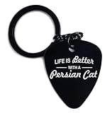 Lauthings Llavero con diseño de gato persa con texto en inglés 'Life Is Better With A Persian Cat', Negro, Talla única