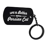 Lauthings Llavero con diseño de gato persa con texto en inglés 'Life Is Better With A Persian Cat', Negro, Talla única