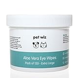 Pet Wiz Toallitas de Ojos de Aloe Vera para Limpiar Perros y Gatos, Extra Grandes (1 bañera)