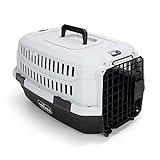 Nobleza Transportin Gato Perro Pequeño,Transporte Portátil y Transpirable para Mascotas,Transporte de Plástico para Perros,47 * 31 * 26CM,Negro & Gris