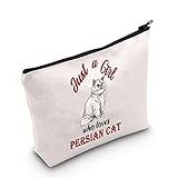Gato persa amante regalo propietario gato persa gatito cosméticos bolsas de maquillaje solo una chica que ama gato persa bolsa de maquillaje, Blanco roto., loves PERSIAN CAT UK