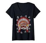 Mujer Tocado indígena persa nativo americano gato indio Camiseta Cuello V