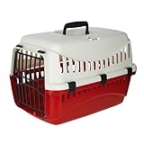Kerbl 81348 Caja de transporte Expedion (caja de transporte para mascotas perros gatos conejos) plástico 45x30x30 cm crema/bordeos