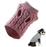 Suéter de punto para perros a rayas de moda para invierno, abrigo de perro, gato, perro, jersey de lana cálida, para perros pequeños, medianos y grandes (rosa, XL)