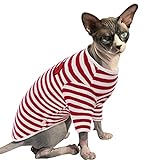 PUMYPOREITY Ropa para Gatos Esfinge, Jersey Algodón Gato Chaleco Suéter para Invierno Ropa Cálido de Gato Abrigo Traje Camiseta Hairless Cat para Gatos(Rojo, M)