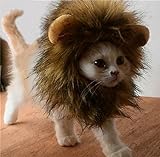 Bello Luna Peluca de melena de león para disfraz de perro y gato Mascota Ajustable Lavable Cómodo Fantasía Pelo de león Ropa de perro Vestido para