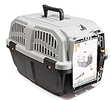 BPS (R) Transportín plástico para perros y gatos Mascota Caja de Transporte IATA 3 Tamaños para Elegir Color Gris/Gris Oscuro 60 * 40 * 39cm Tamaño L BPS-4142