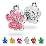 Chapa para Perro y Gato Personalizada - Ideal para Grabar su Nombre y tu Contacto - Placa Identificativa Hecha de Metal de aleación - Color Rosa - Ibera Gifts